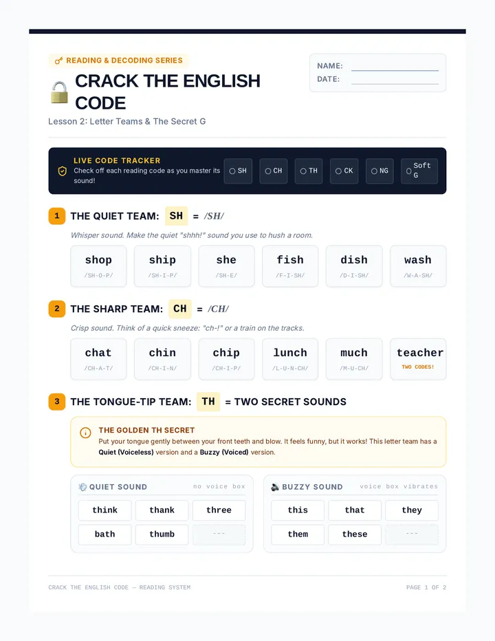 Letter Teams Workbook