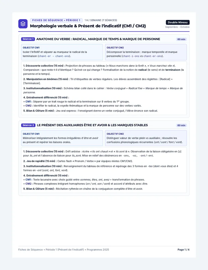 Conjugaison Periode Un Sequence Guide