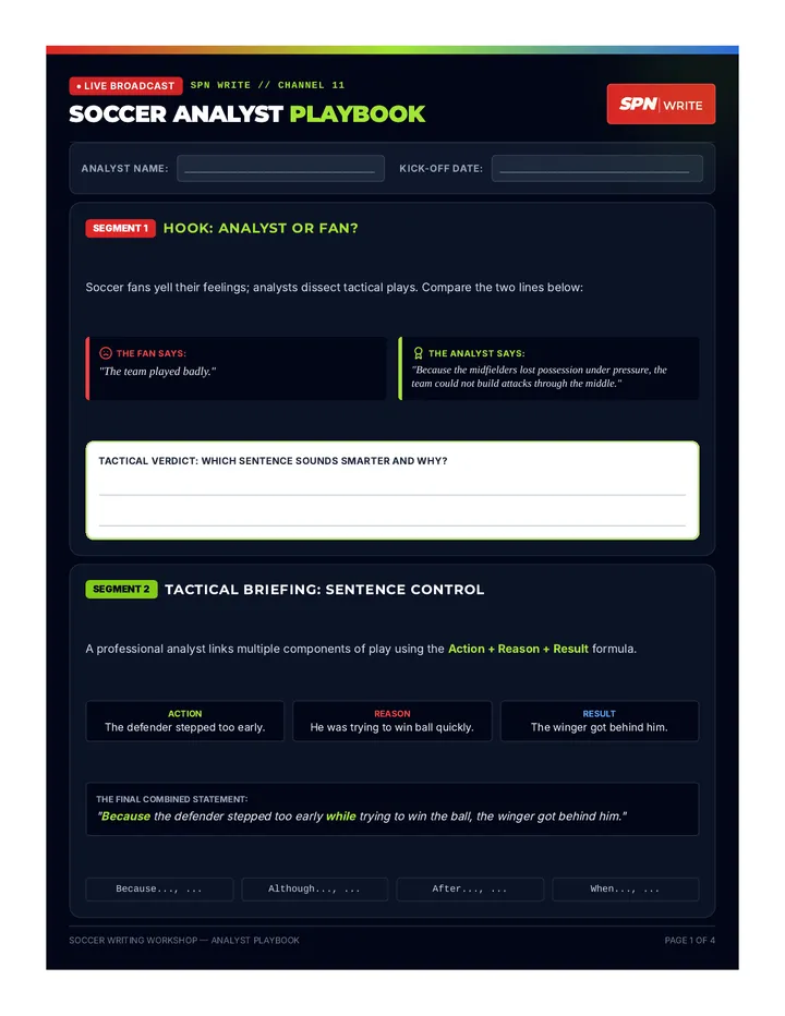 Soccer Analyst Workbook