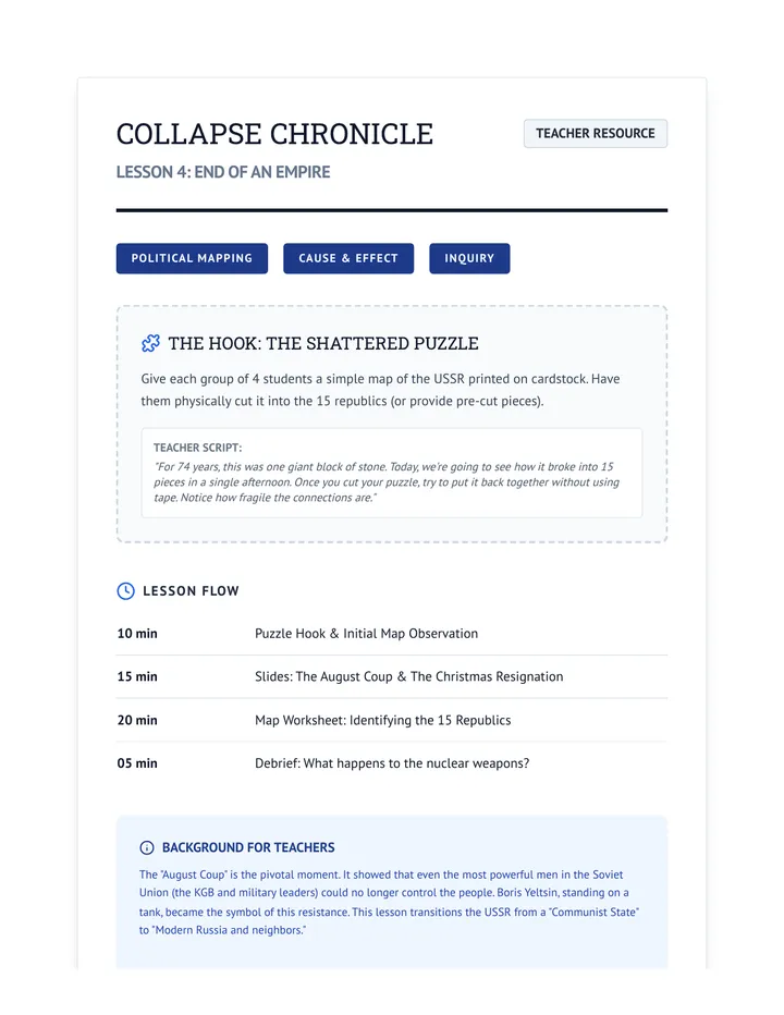 Collapse Chronicle Teacher Guide