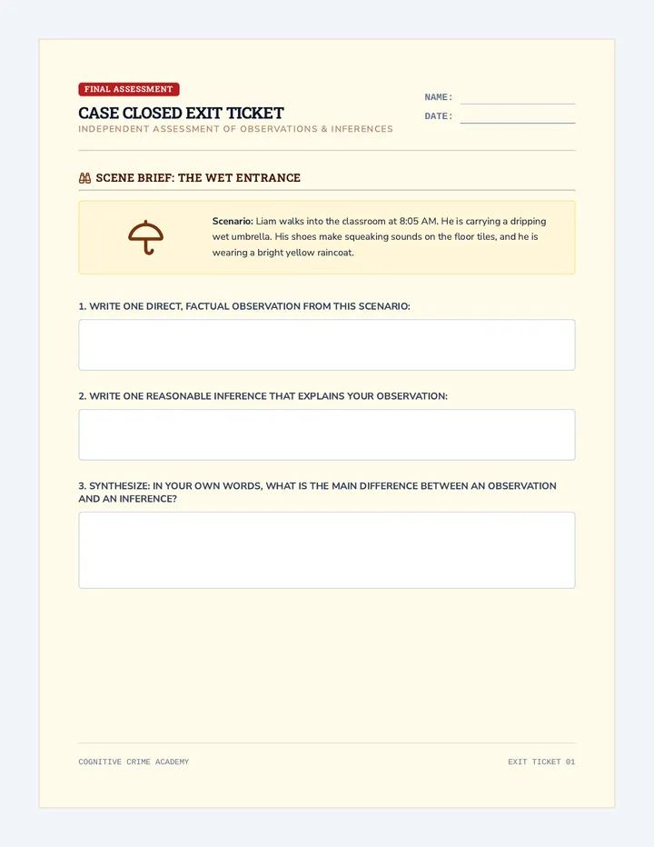 Clue Detectives Exit Ticket
