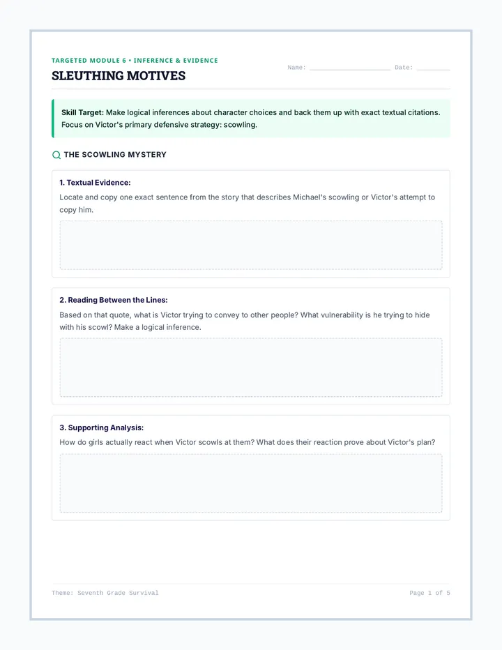 First Day Targeted Worksheets