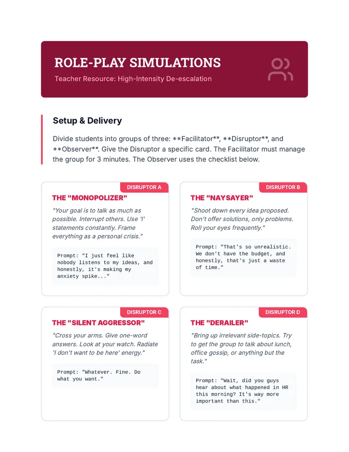 Deescalation Roleplay Scenarios