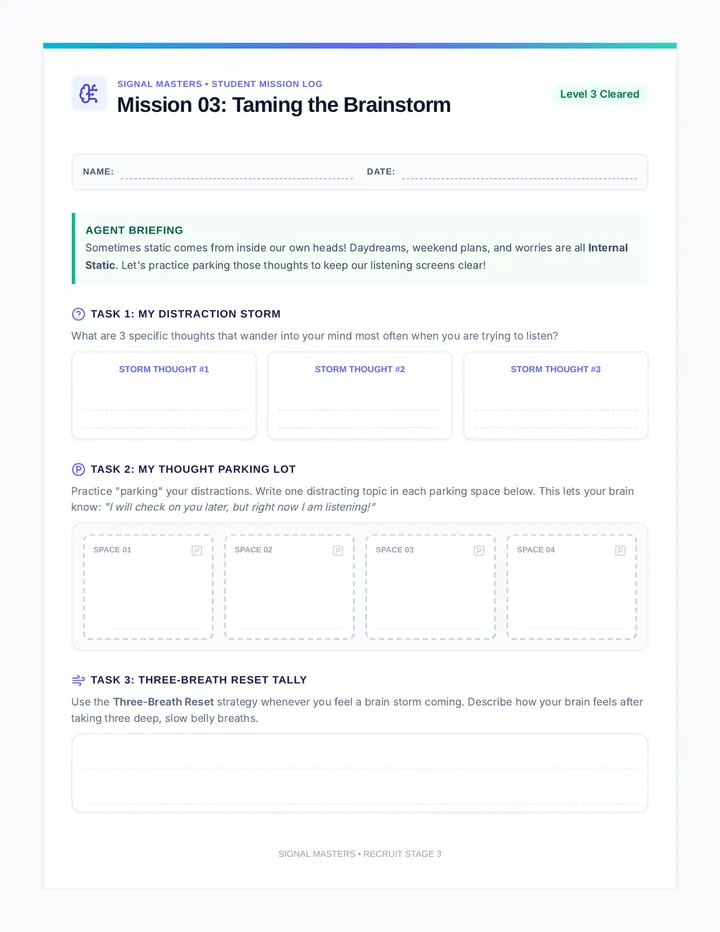 Taming the Brainstorm Student Log