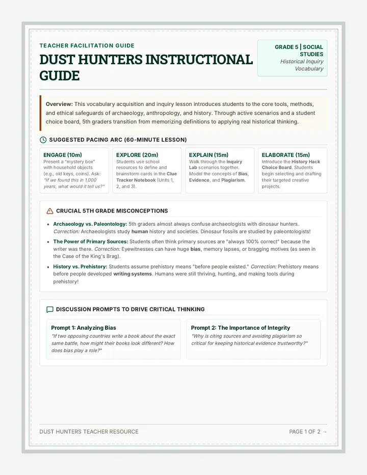Dust Hunters Teacher Guide