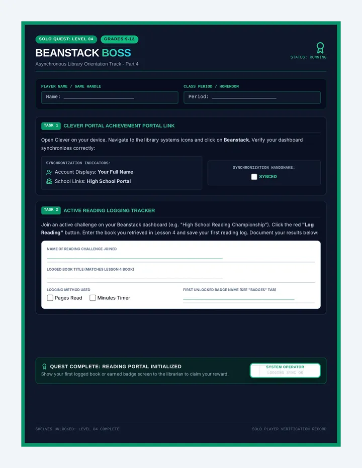 Beanstack Boss Student Worksheet