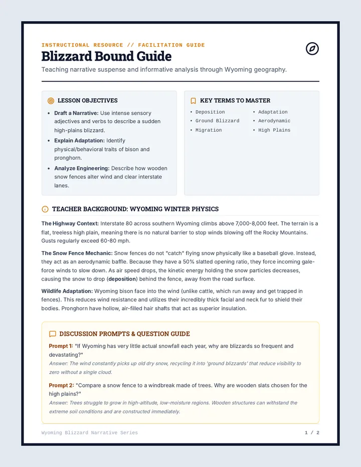 Blizzard Bound Teacher Guide