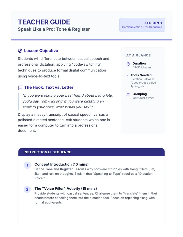 Speak Like a Pro Teacher Guide