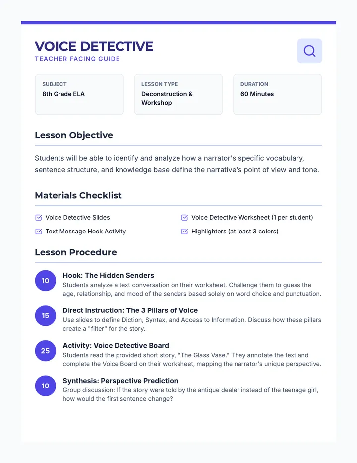 Voice Detective Teacher Guide