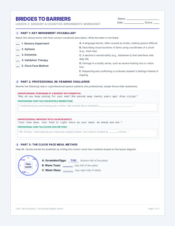 Bridges to Barriers Worksheet