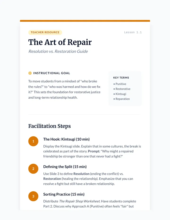 The Art of Repair Teacher Guide