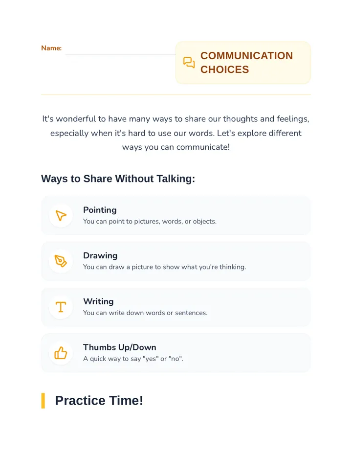 My Communication Choices Worksheet
