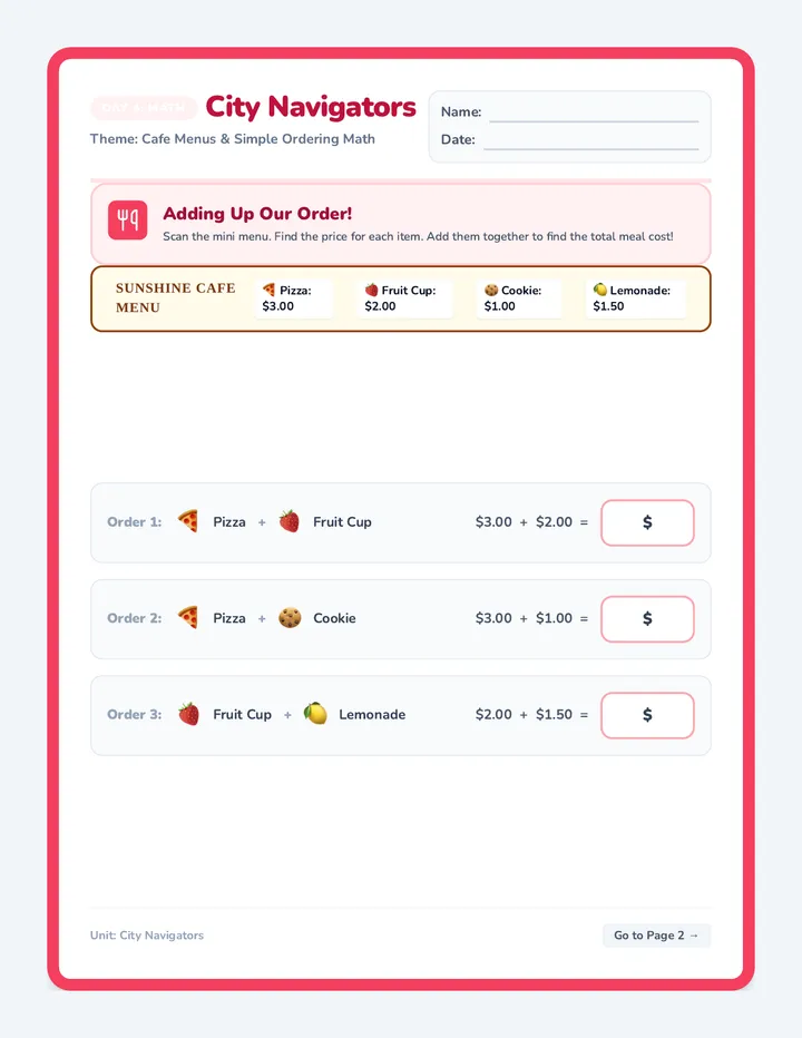 Cafe Counters Workbook