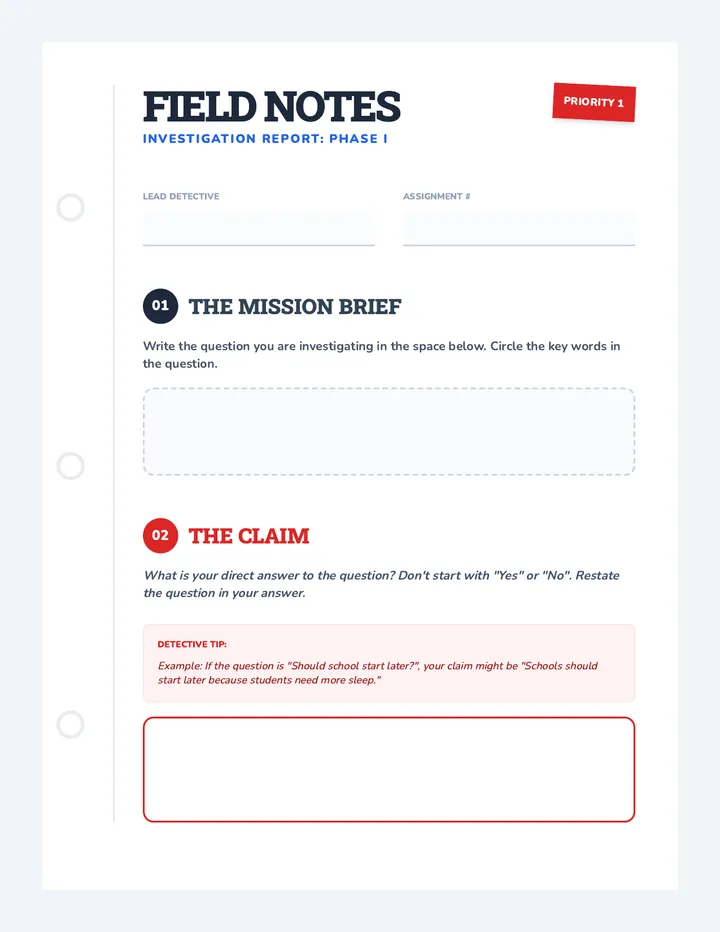 Detective Field Notes Packet