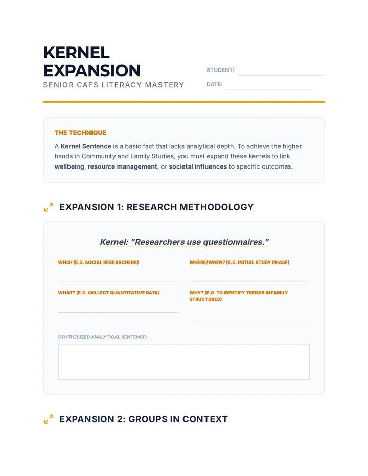 CAFS Kernel Expansion Worksheet
