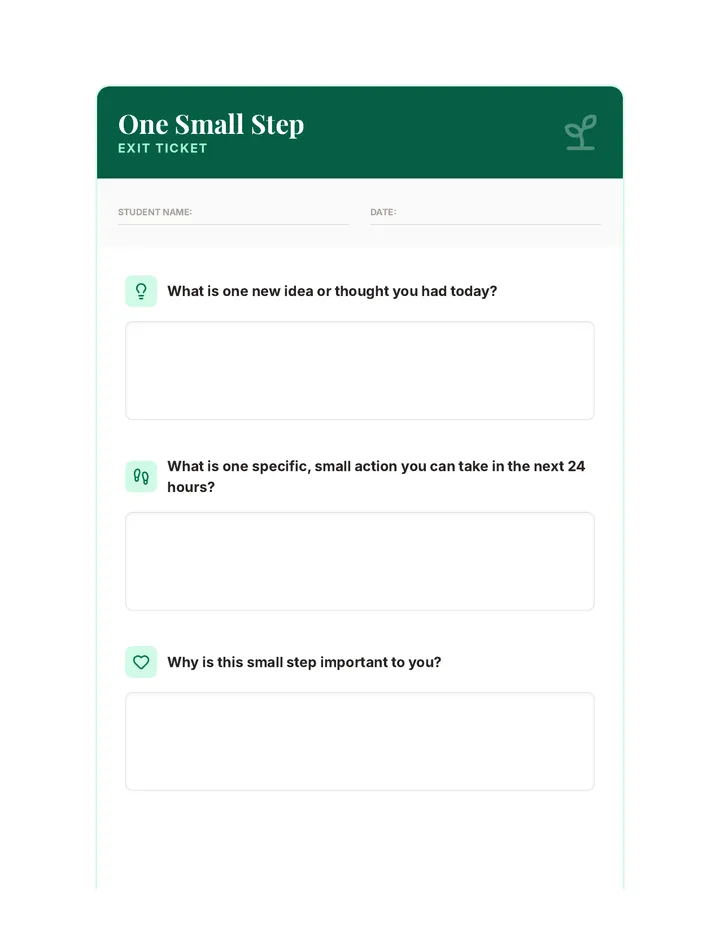 One Small Step Exit Ticket