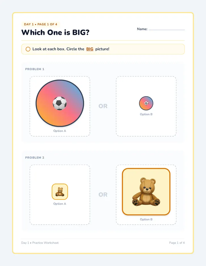 Big Small Worksheet