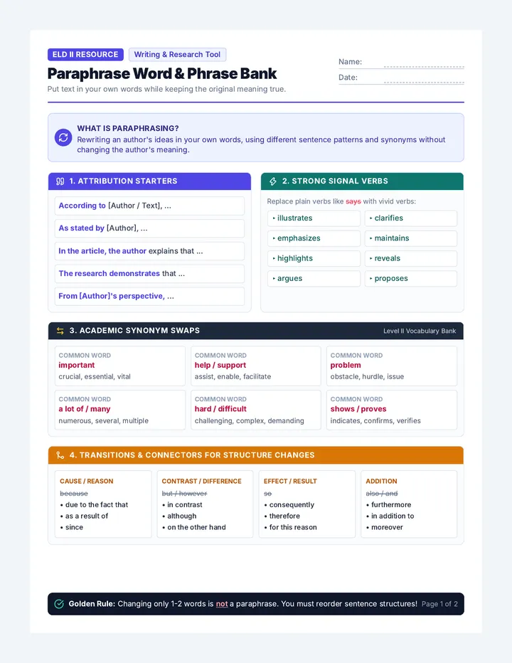 Paraphrase Bank Tool