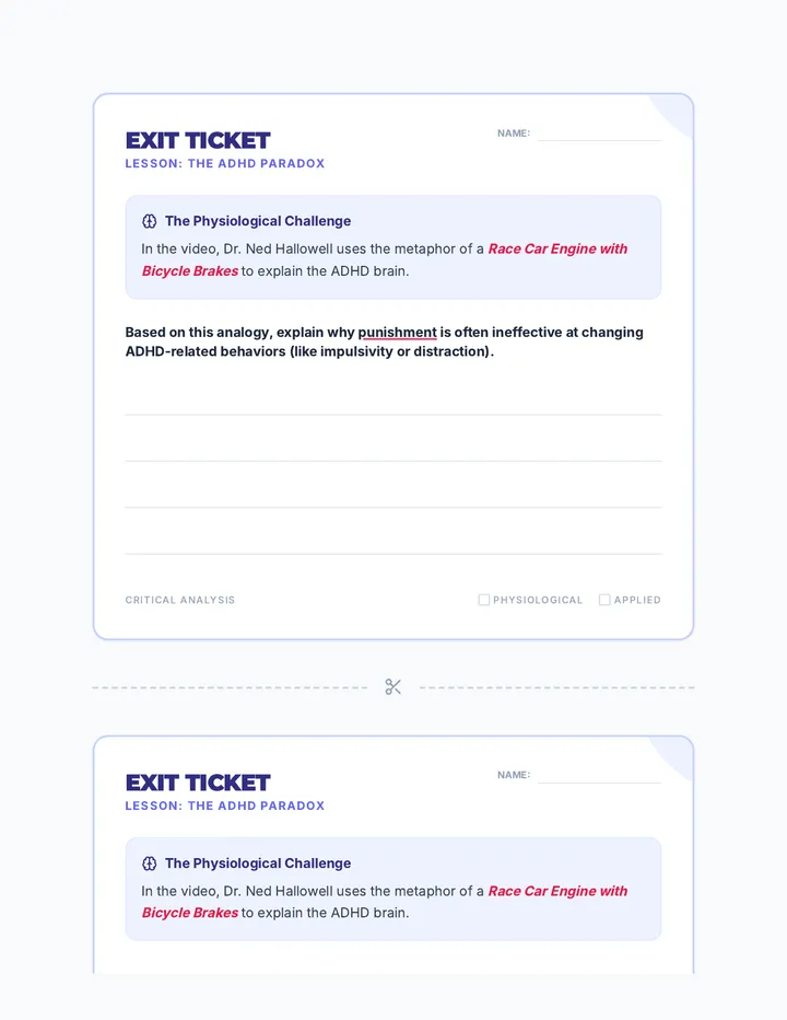 ADHD Paradox Exit Ticket