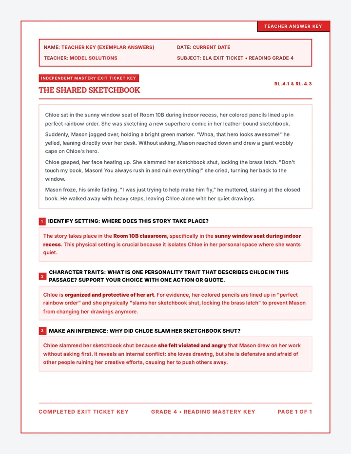 Project Glitch Exit Ticket Teacher Key