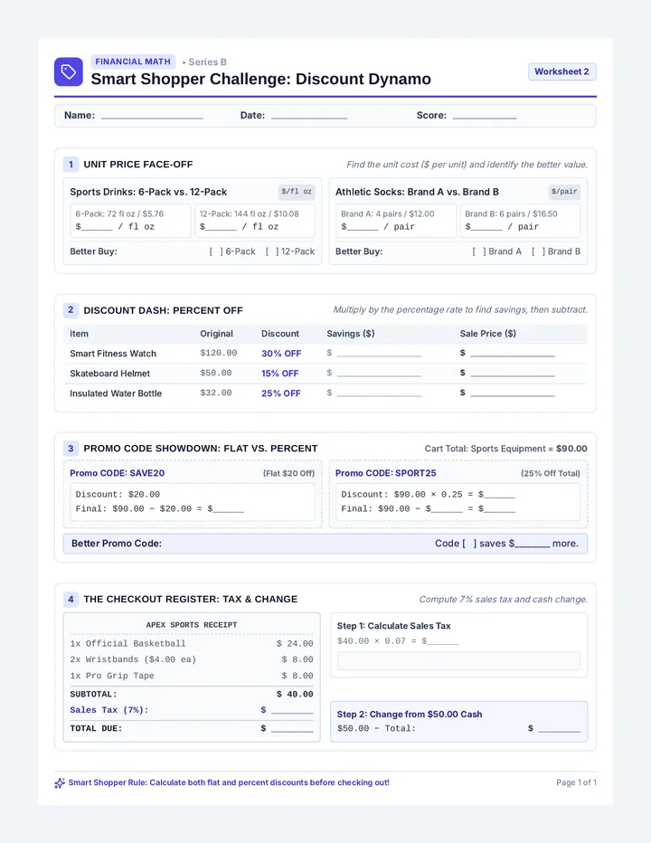 Discount Dynamo Worksheet