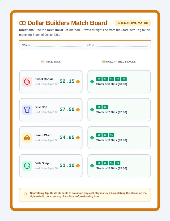 Dollar Builders Match Board