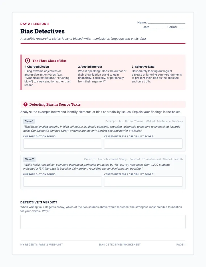 Bias Detectors Checklist