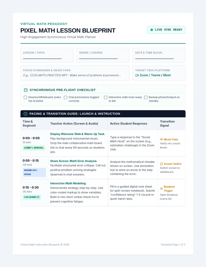 Pixel Math Lesson Blueprint