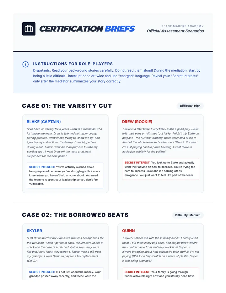Mediation Scenario Pack page 1