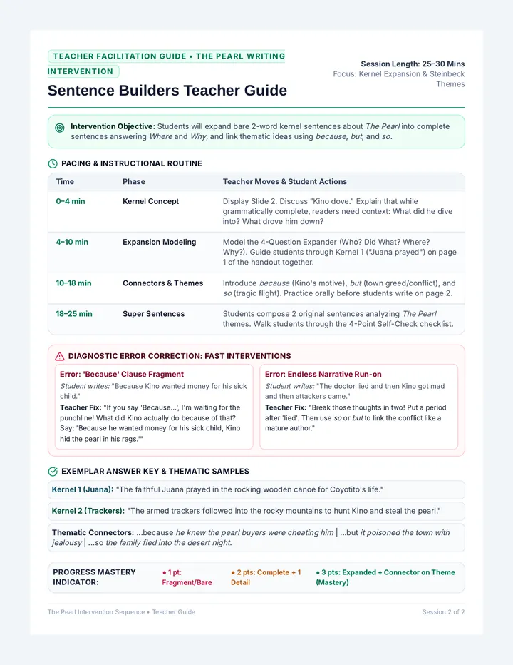 Sentence Builders Teacher Guide