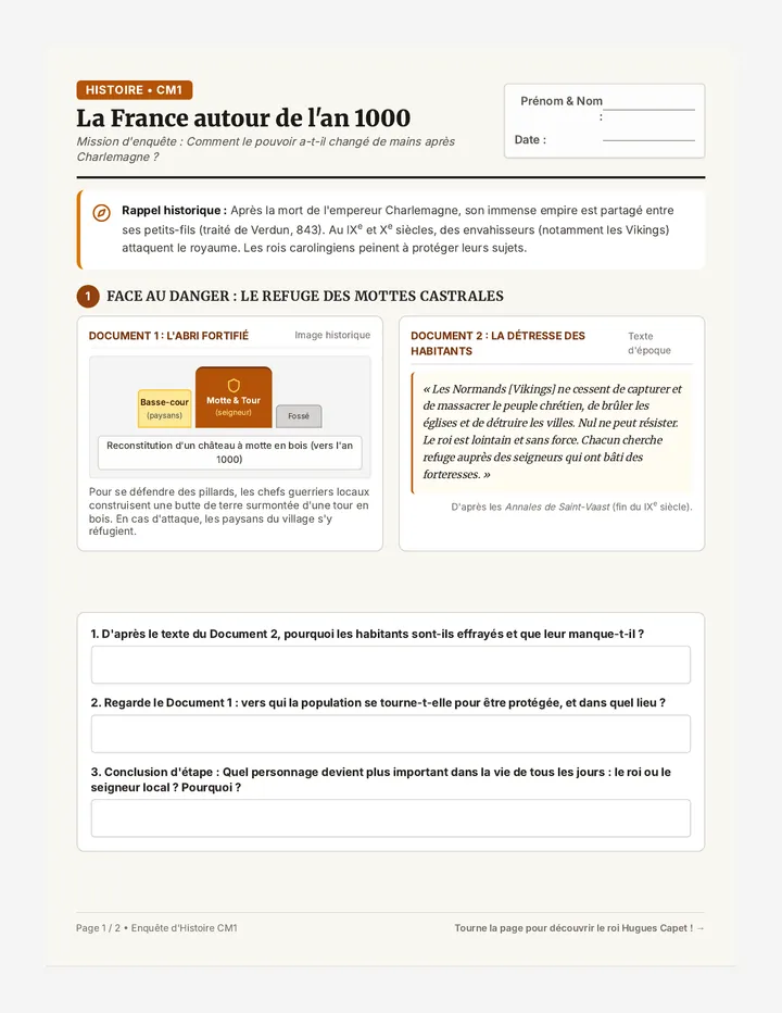 An Mille Enquete Worksheet