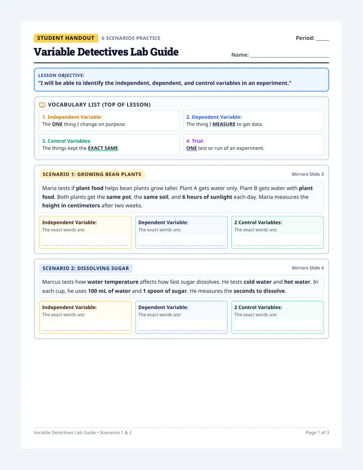 Variable Detectives Lab Guide