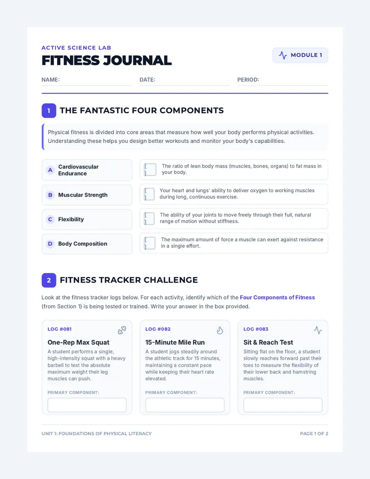 Fitness Fundamentals Worksheet