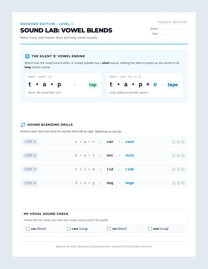 Sound Recovery Worksheets
