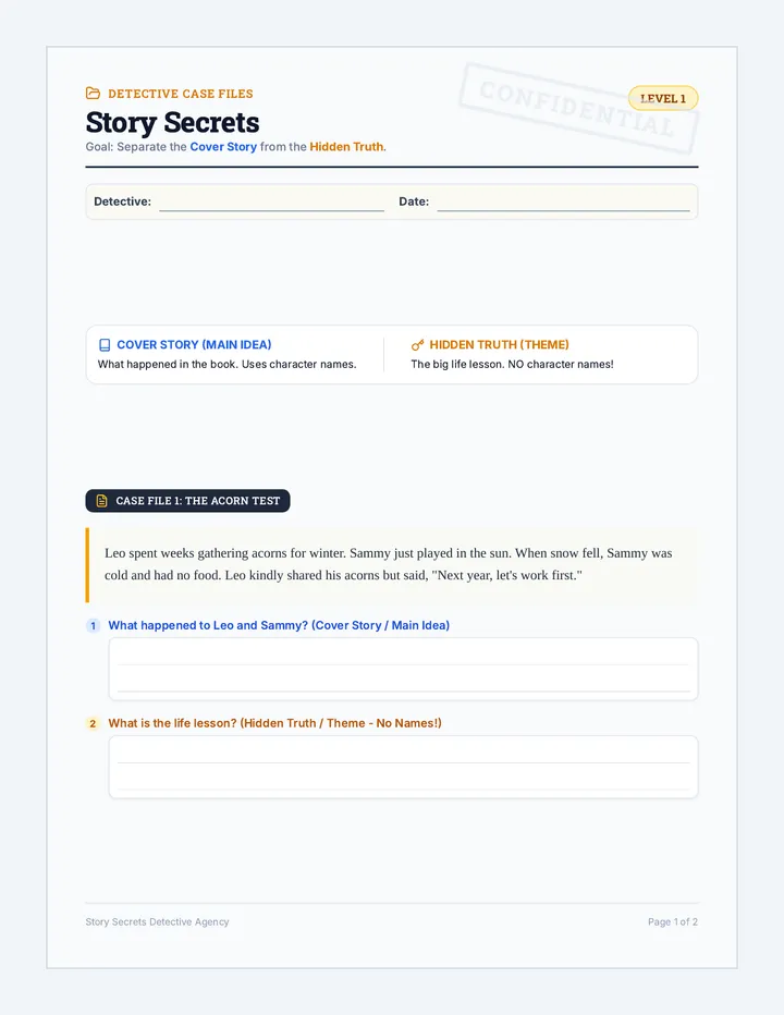 Story Secrets Worksheet