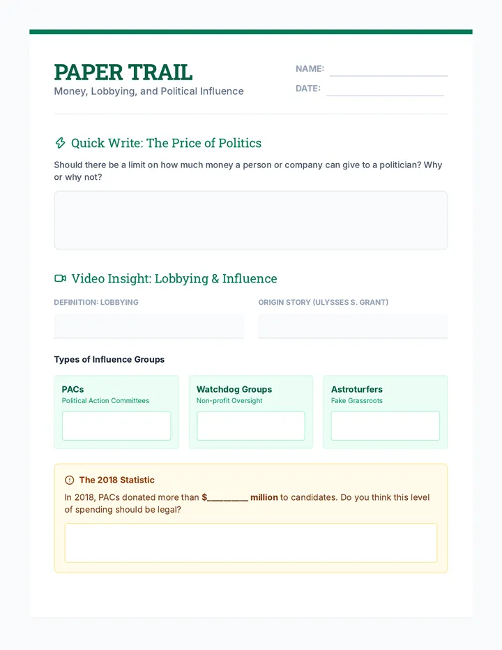 Paper Trail Student Worksheet