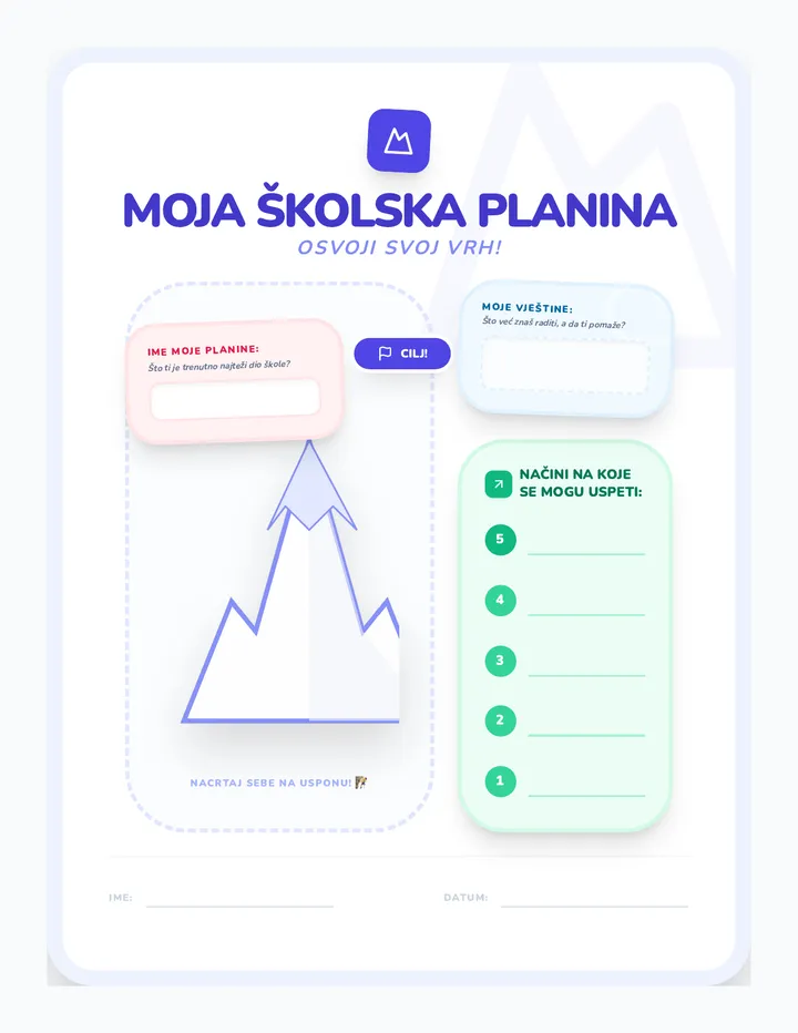 Moja Školska Planina Osvoji Svoj Vrh Radni List