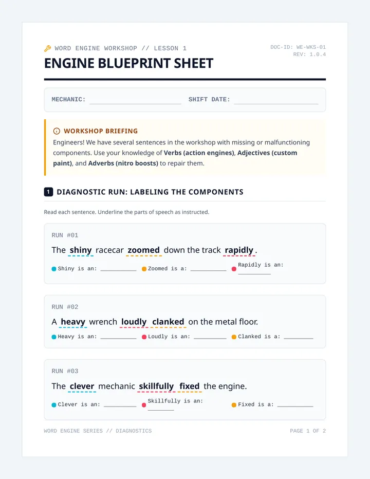 Word Engine Worksheet