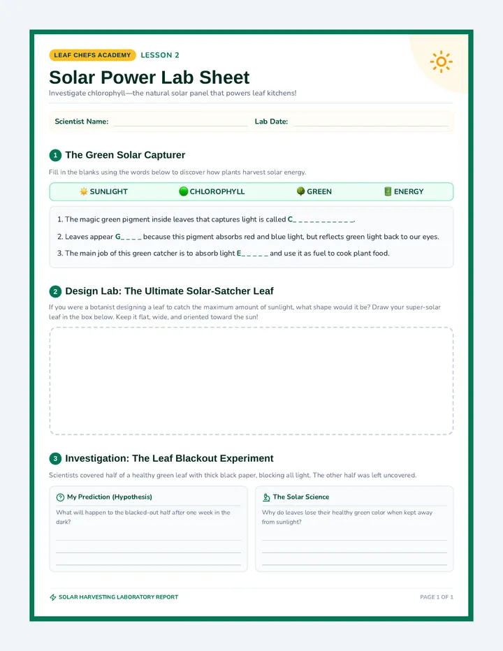 Solar Power Lab Sheet