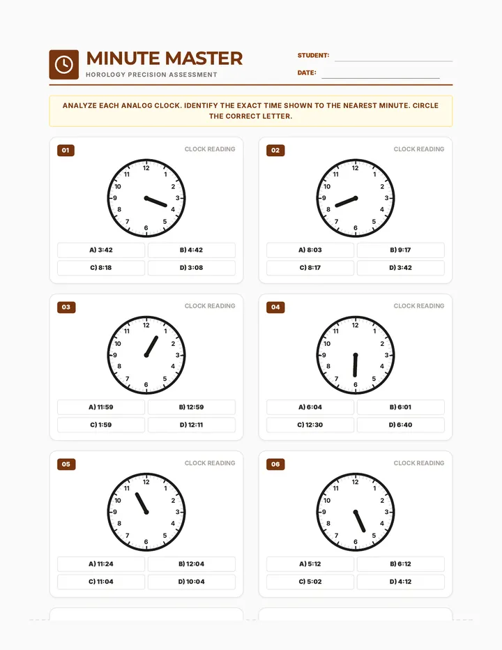 Minute Master Worksheet
