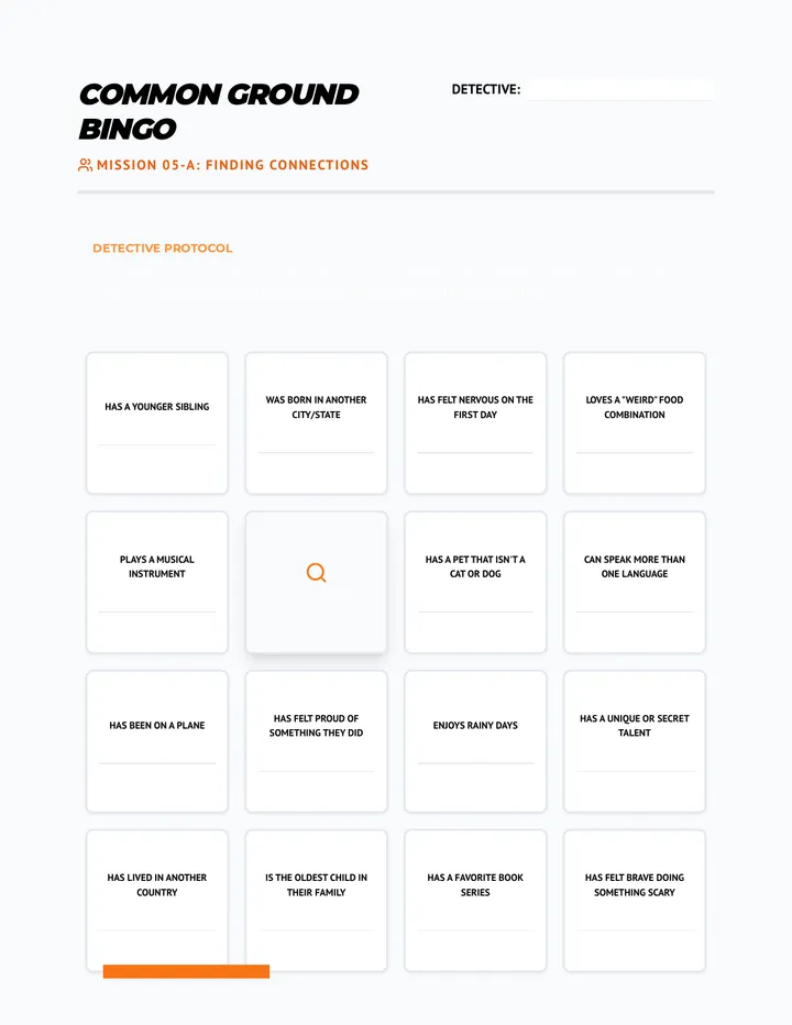 Common Ground Bingo Activity