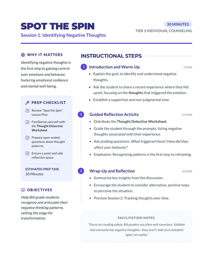 Spot the Spin Lesson Plan