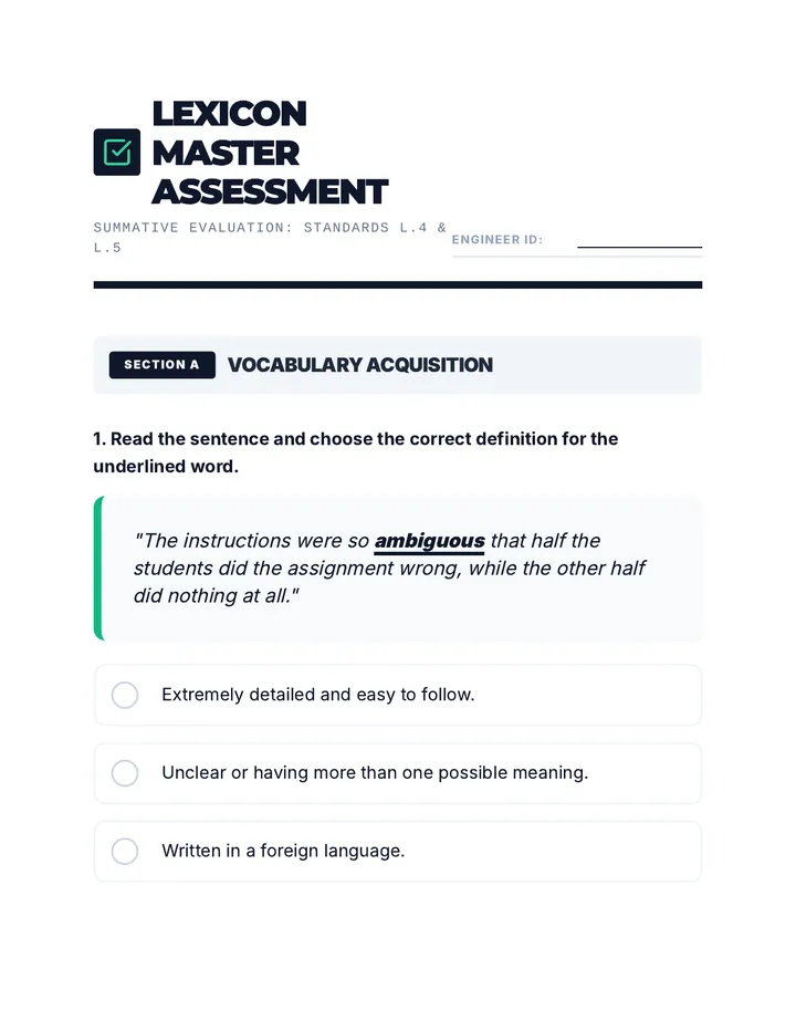 Lexicon Master Assessment