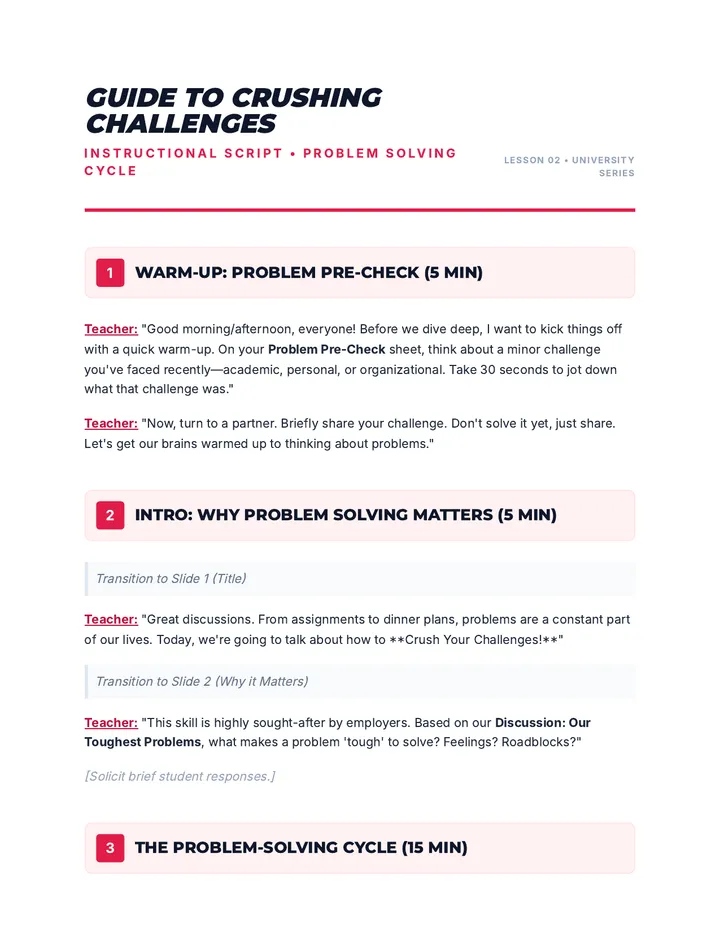 Guide to Crushing Challenges Script