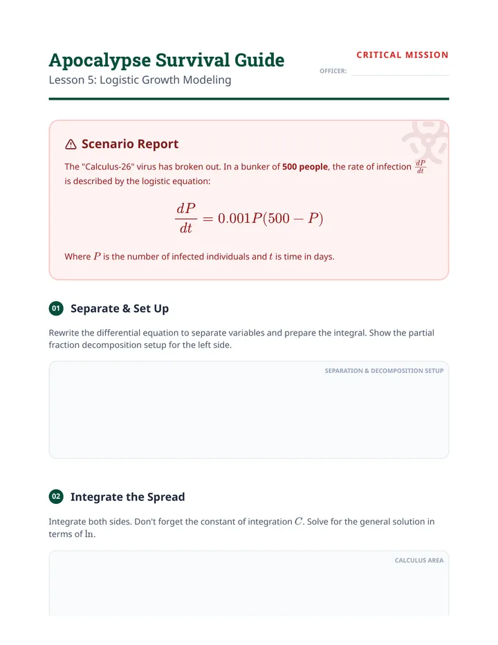 Apocalypse Survival Guide Worksheet