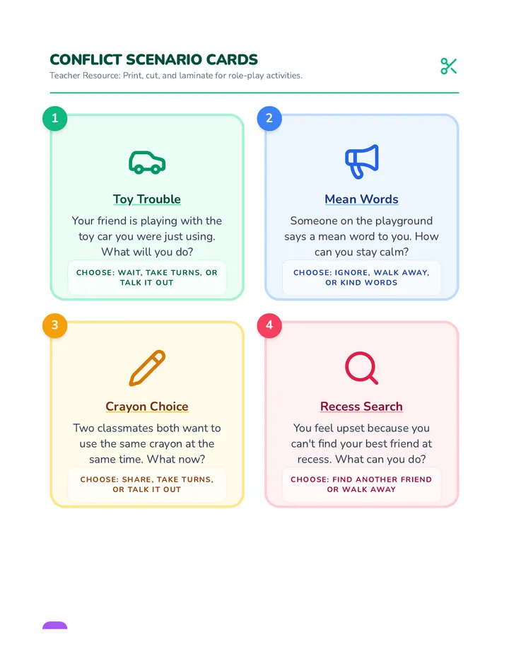 Conflict Scenario Cards Printable