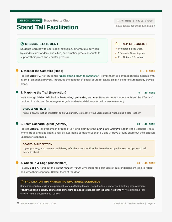 Stand Tall Teacher Guide