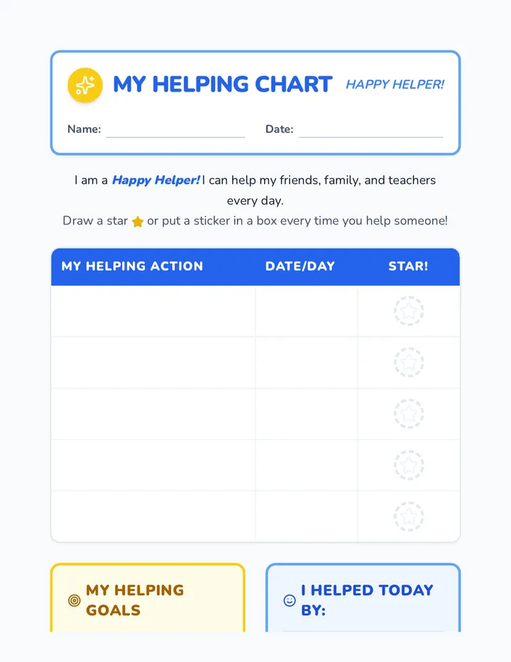 My Helping Chart Activity