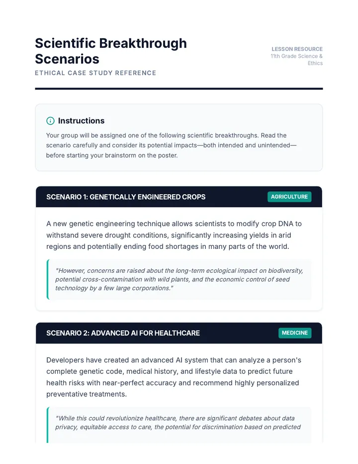 Scientific Breakthrough Scenarios Handout