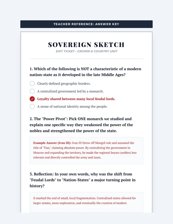 Sovereign Sketch Answer Key
